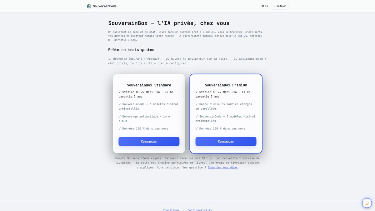 La page de la SouverainBox